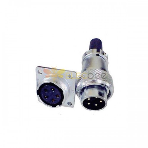 Industrial Electrical Connector Plug Socket Male Female Panel Power Chassis Metal DustProof Dia 20mm 5PIN