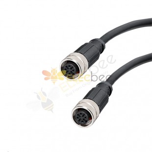 M12 4Pin Cable A-Coding Female To Female Straight Connector 1M AWG22 PVC Black Cable
