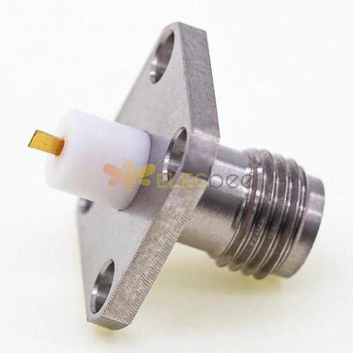 SMA Female Connector, 12.7mm / .500″ Square Flange w/Cylindrical Contact