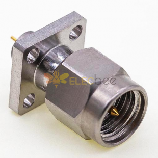 SMA Male Connector, 9.5mm / .375″ Square Flange 0.38mm / .015″ Pin Terminal