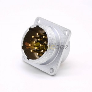 12 Pin Connector P24 Male Straight Socket Square 4 holes Flange Mounting Solder Cup for Cable