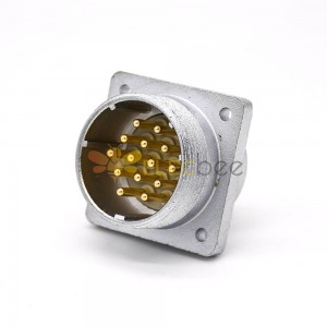 14 Pin Connectors P32 Male Straight Socket Square 4 holes Flange Mounting Solder Cup for Cable