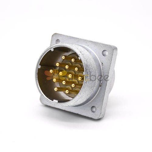 14 Pin Connectors P32 Male Straight Socket Square 4 holes Flange Mounting Solder Cup for Cable