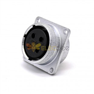 4 Pin Connector P28 Female Straight 4 Holes Flange Socket