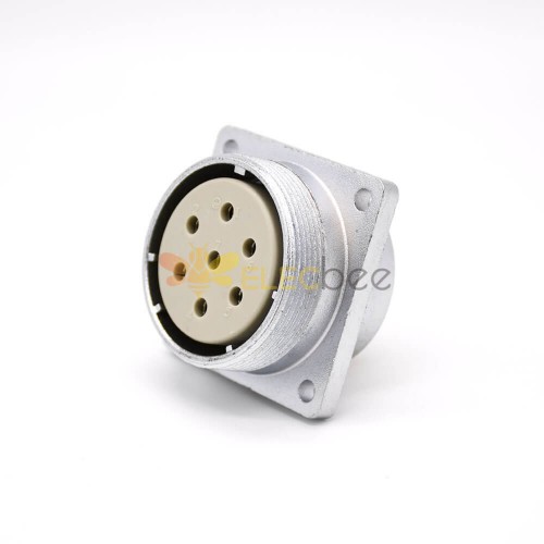 7 Pin Socket P40 Female Straight 4 holes Flange Connector