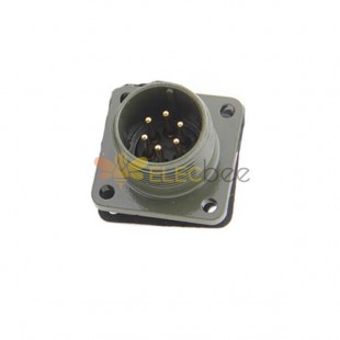 MS3102A14S-6P Straight 6 Pin Male Panel Socket Flange Aluminum Alloy Solder Thread Connector