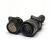MS3106A20-17S Straight Plug 14 Pin Silver Plated With Cable Clamp 5015 Conector Militar