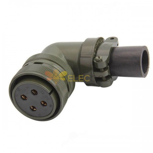 MS3108A24-22S MIL-DTL-5015 Series Right Angle Plug 4 Contacts Solder Socket Circular Connector