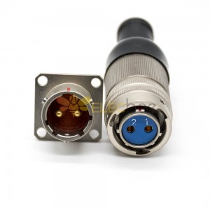 2 Pin Connector Y50DX Plug&Socket Straight Female Butt-jiont Painel masculino montar Baionet Coupling Solder cup liga de alumíni