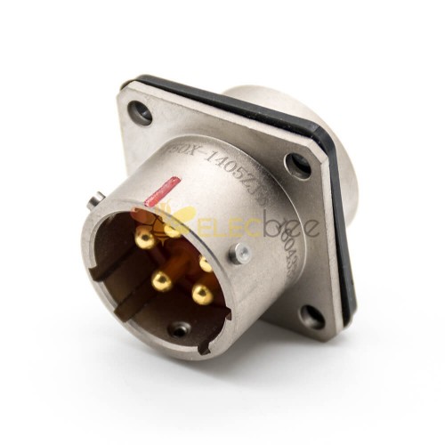 Flange Socket Y50X Straight 14 Shell Size Baïonnet Couplage Solder Cup 5 Pin Nickel Plating Male Socket