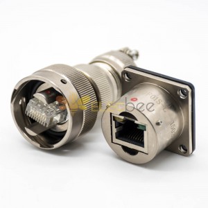 YW RJ-45 Interface Plug Socket Panel Mount Solder Cup Male Butt-Joint Female Bayonet Coupling 180°Connector Female Socket