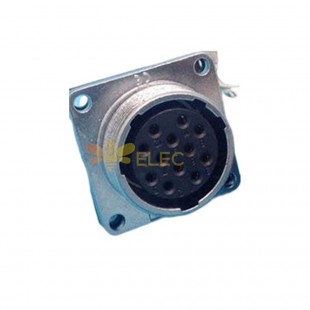 P24 Female Connector 12 Pin Straight Square 4 holes Flange Socket Mounting Solder Cup for Cable