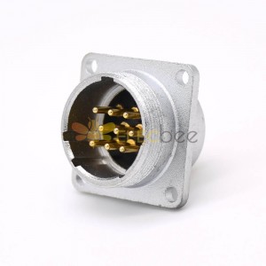 P24 Homme 9 Pin Straight Socket Square 4 trous Flange Mounting Solder Cup pour câble