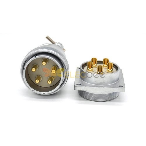 Plug Socket Male Female P40 Straight 5 Pin Plug for Cable 4 Holes Flange Receptacles