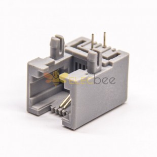 6P2C Socket rj11 Grey Plastic Right Angled DIP Type PCB Mount without LED
