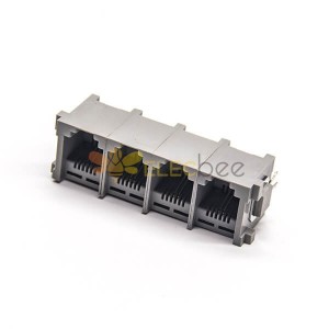 RJ11 Socket Module 1*4 180 Degree Ethernet Network Unshielded DIP 30pcs
