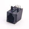 rj11全塑插座黑色非屏蔽式6p6c彎式穿孔接PCB板 30pcs