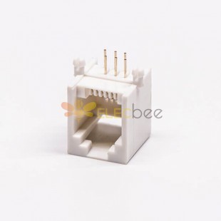 5pcs Female RJ12 Connectors 1 Port 6P White Right Angle Gold Plated Without LED