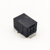 rj12插座90度SMT沉板式黑色全塑6p6c網路模組化連接器