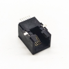 rj12插座90度SMT沉板式黑色全塑6p6c网络模块化连接器