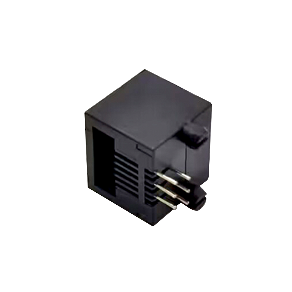 RJ12 Socket 6p6c Connector Black Angled Through Hole for PCB Mount