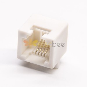 RJ14 Connector Right Angled DIP Type PCB Mount White Without LED