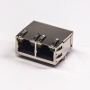 1x2 Port Modular Connector 8p8c with Transformer Right Angled with LED