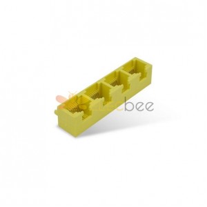 2pcs 1x4 RJ45 conector amarillo multipuerto 8P8C Mini Socket Unshield sin Led