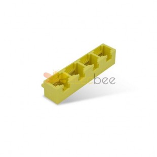 2pcs 1x4 RJ45 Connector Yellow Multi-Port 8P8C Mini Socket Unshield Without Led