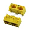 2pcs Jack RJ45 Modular R/A 2-PORT 1X2 Unshield Ethernet Conector de red para color amarillo con LEDs