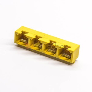4 Port RJ45 8P8C Socket 90 Degree Yellow Shell Right Angled for PCB Mount (en anglais seulement)