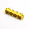 4 Port RJ45 8P8C Socket 90 Degree Yellow Shell Right Angled for PCB Mount