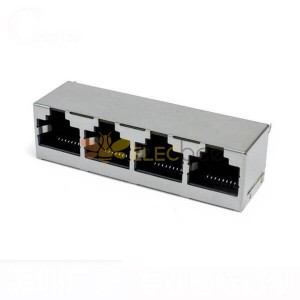 4 Port RJ45 Connector 8 Pin Shiled Network Modular 8P8C R/A without Led