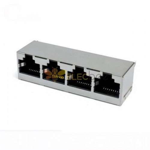 4 Port RJ45 Stecker 8 Pin Shiled Network Modular 8P8C R/A ohne LED