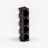 4 RJ45 conector hembra 4 puerto 1 * 4 negro R / A desparasparabrisas con LED para PCB