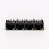 4 RJ45 Female Connector 4 Port 1*4 Black R/A Unshield With LED for PCB