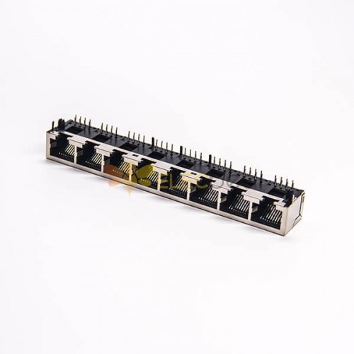 rj45 8口1*8弯式90度带屏蔽以太网端口穿孔式接PCB板 20pcs