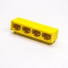 非屏蔽rj45座黄色全塑4端口穿孔式接PCB板带灯 20pcs