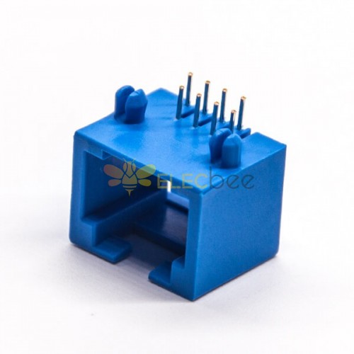 Blue RJ45 Connector 8p8c Right Angled Through Hole Unshielded Jack