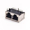 Dual Port RJ45 Connector Right Angled Through Hole with EMI Shielded Jack 20pcs