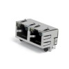 Dual Port RJ45 Ethernet 8P8C Connector PCB Mount 1-2 LED Shielded No Magnetics