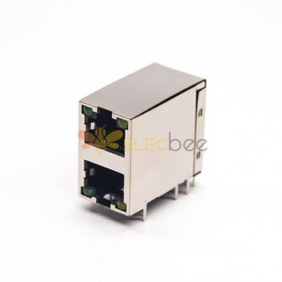 Dual Port RJ45 Ethernet Network with LED Right Angled Through Hole PCB Mount 20pcs