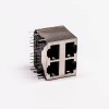 Dual RJ45 Connector 2*2 Female R/A 4 Port with Shield With LED for PCB Mount