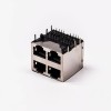 Dual RJ45 Connector 2*2 Female R/A 4 Port with Shield With LED for PCB Mount 20pcs