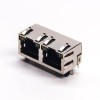 Dual RJ45 Module Network Right Angled DIP for PCB Mount with EMI LED 20pcs