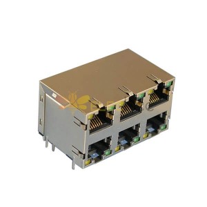 Ethernet RJ45 Steckverbinder Buchse 2*3 Gestapeltes Gigabit-Ethernet mit Magneten und Leuchten