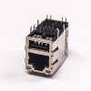Filtered RJ45 Coupler 90 Degree Shielded Double Port with LEDS with EMI Netword Connector