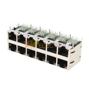 Conector magnético RJ45 Stackable 10/100Mbps 2x6 com LEDs