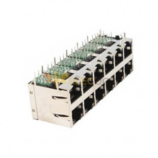 Conector magnético RJ45 empilhável 10/100 Mbps 2x6 com LEDs 5 unidades