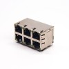 Multi RJ45 Jacks 2x3 Port with EMI Ethernet Network with LED Through Hole 5pcs